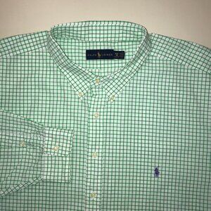 Men's Ralph Lauren Gingham Long Sleeve Button Front Shirt-Size 4XB